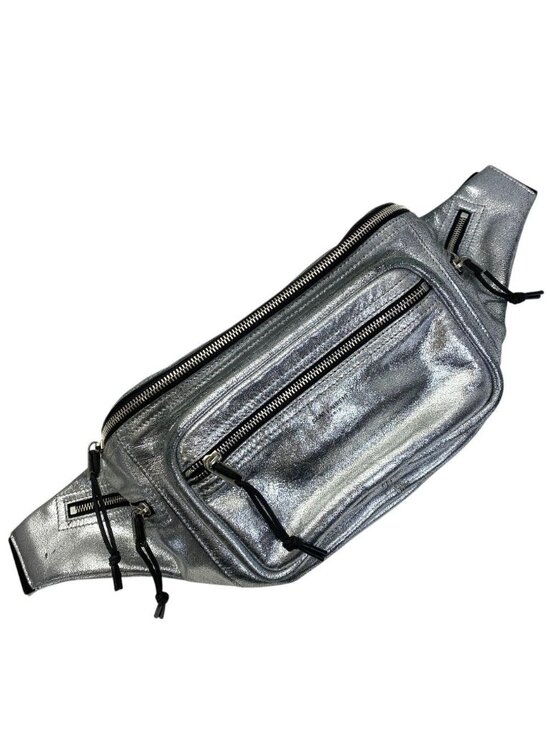 Yves Saint Laurent Handbags - Saint Laurent Belt Bag Logo Leather Metallic Silver Paris Sophistication Luxury